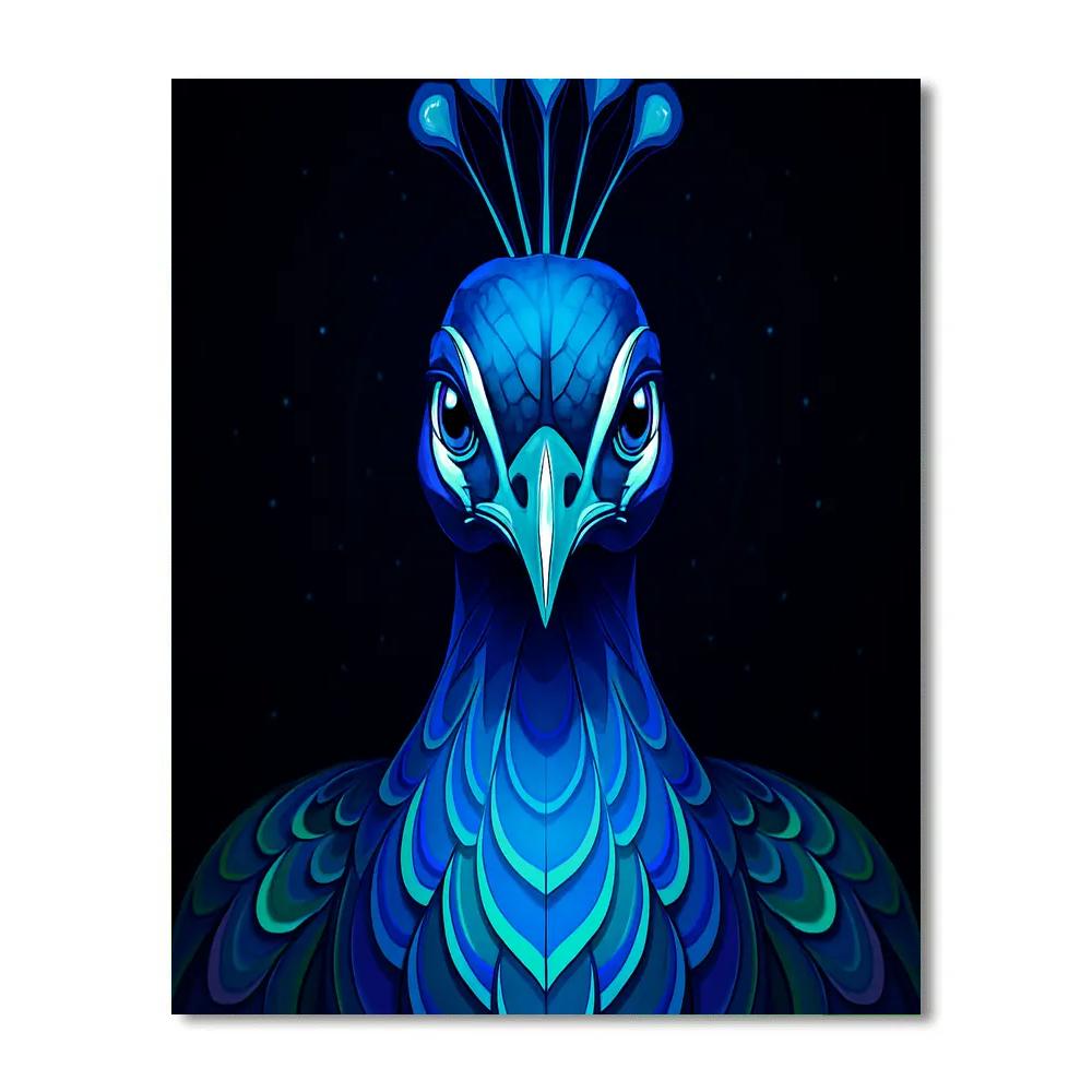 Cyber Plumage Peacock Stare Number painting