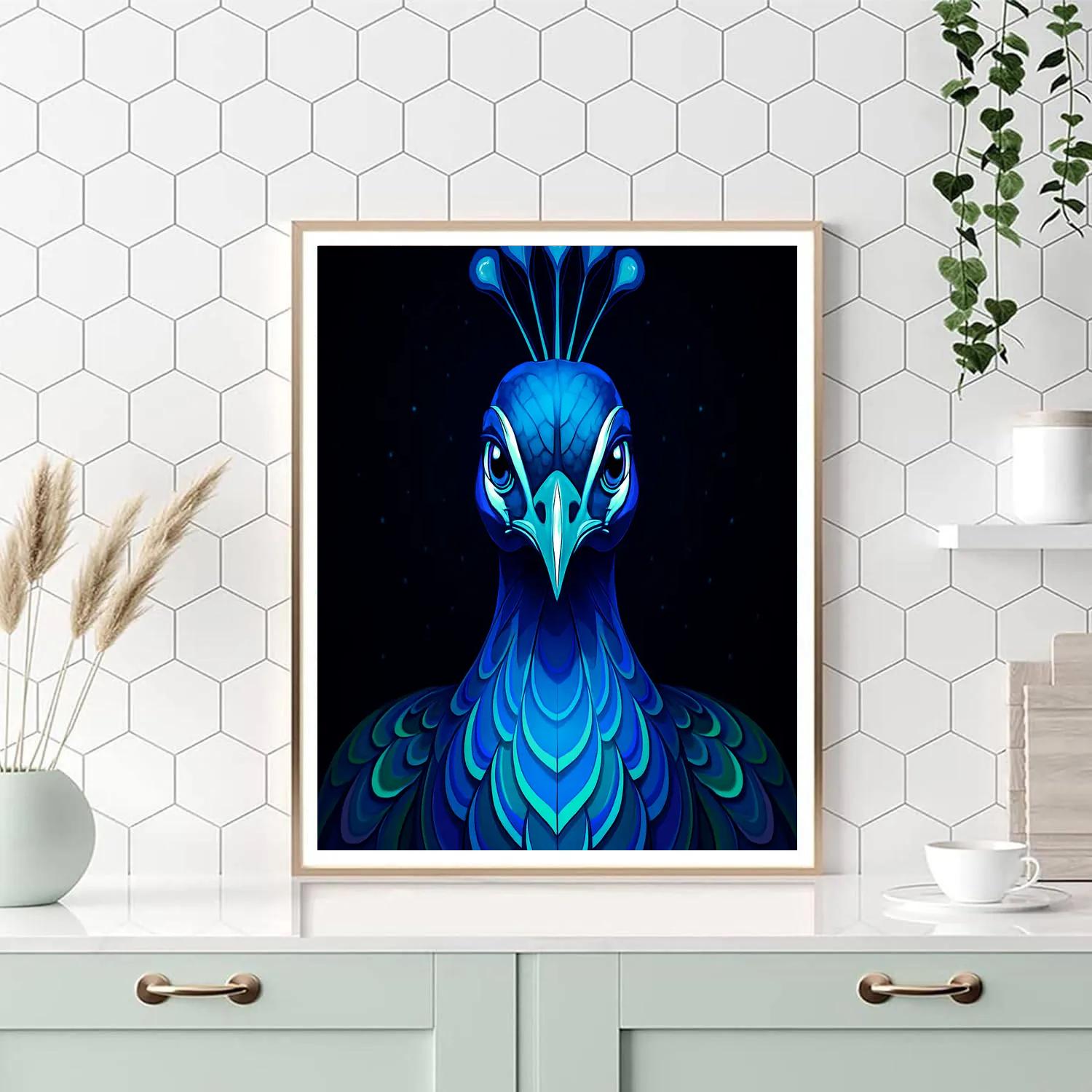 Cyber Plumage Peacock Stare Number painting