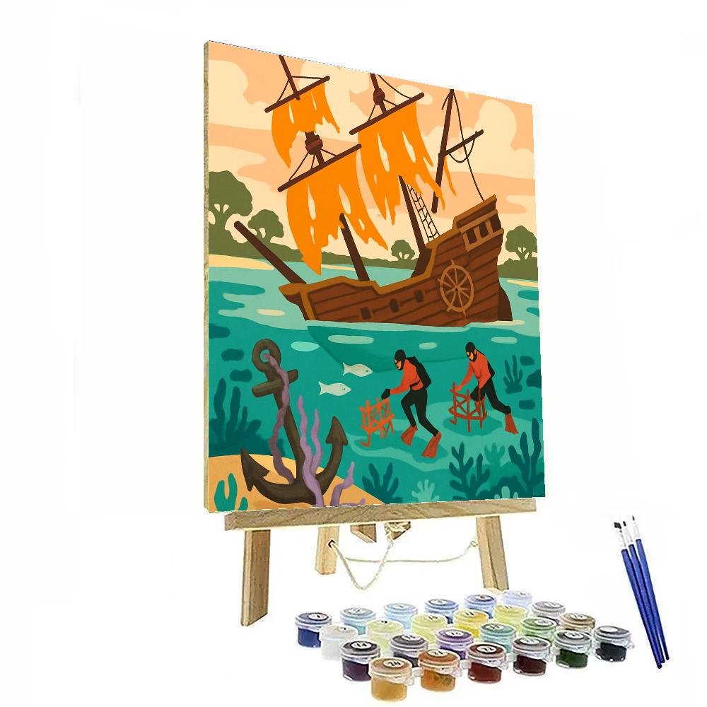 Sunken Garden Around A Shipwrecked Galleon painting number kit