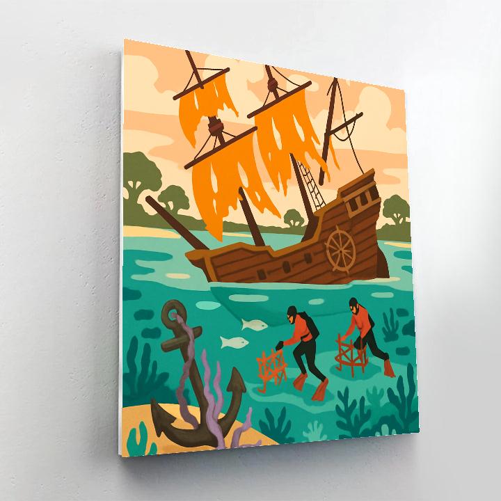 Sunken Garden Around A Shipwrecked Galleon painting number kit