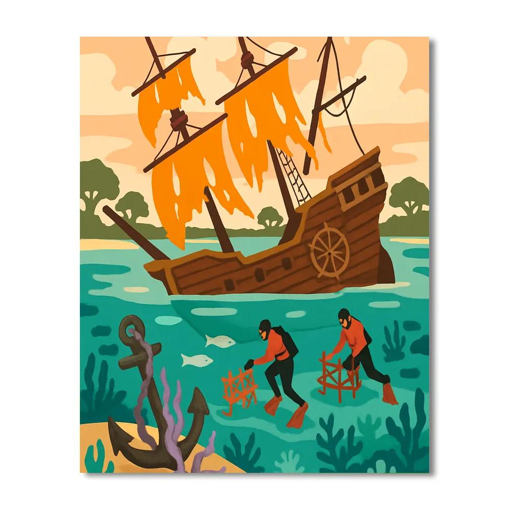 Sunken Garden Around A Shipwrecked Galleon painting number kit