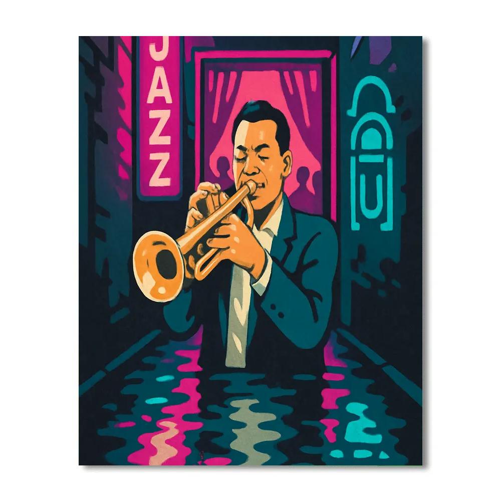 Neon Alley Portrait In Jazz paint by numbers