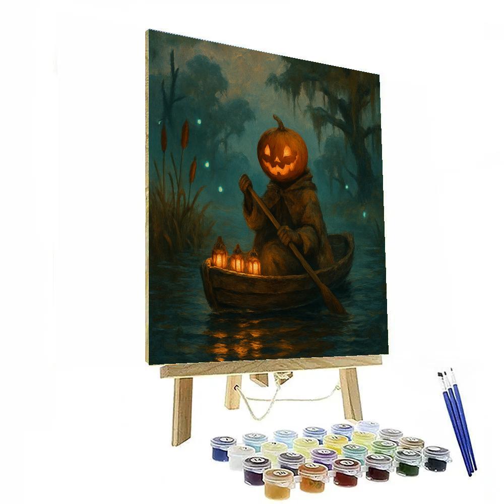 Candlelit Boat Ride Through The Enchanted Marsh Numbered painting kits