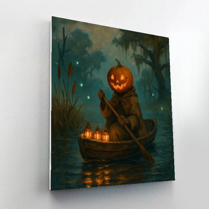 Candlelit Boat Ride Through The Enchanted Marsh Numbered painting kits