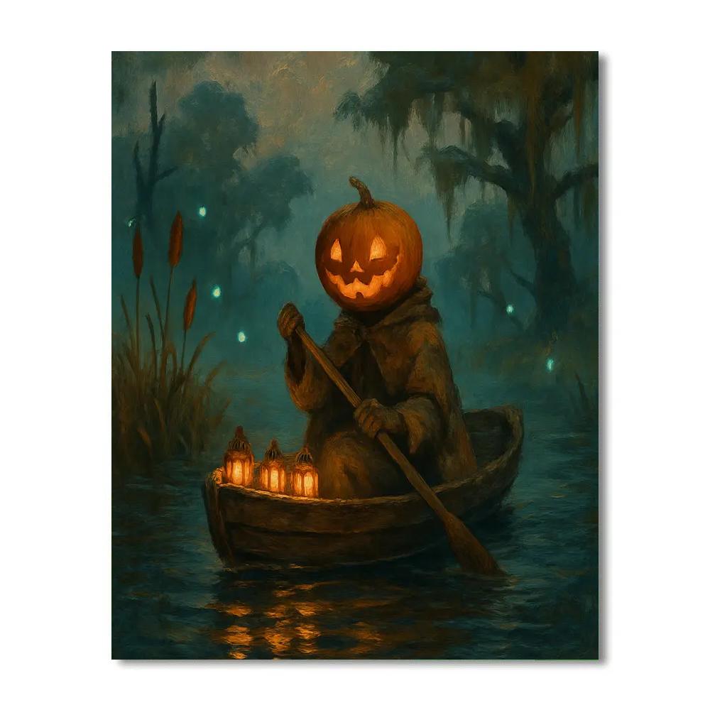 Candlelit Boat Ride Through The Enchanted Marsh Numbered painting kits