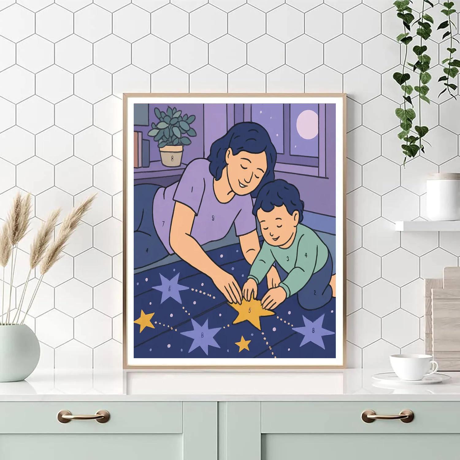 Mother With Constellation Quilt paint by numbers