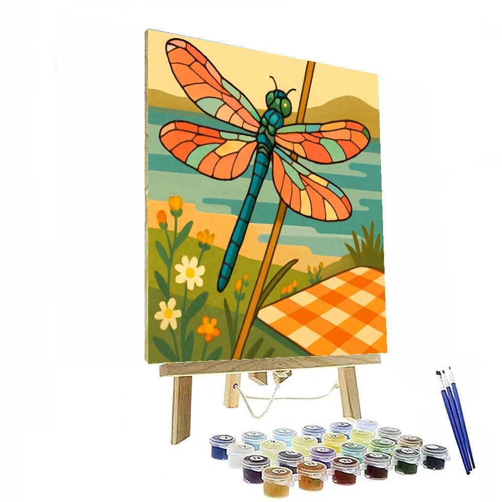 Reedbank Picnic With Dragonfly Light DIY paint by numbers