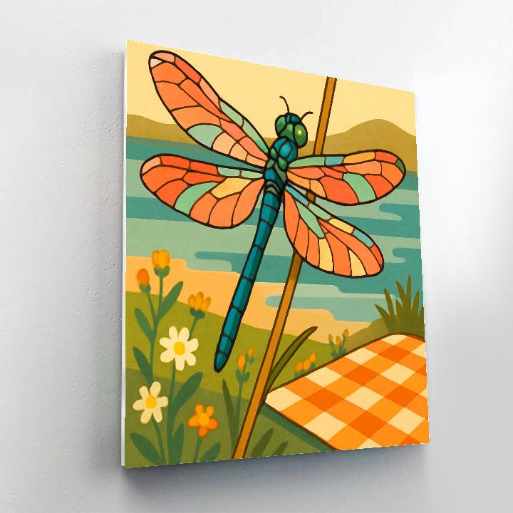 Reedbank Picnic With Dragonfly Light DIY paint by numbers