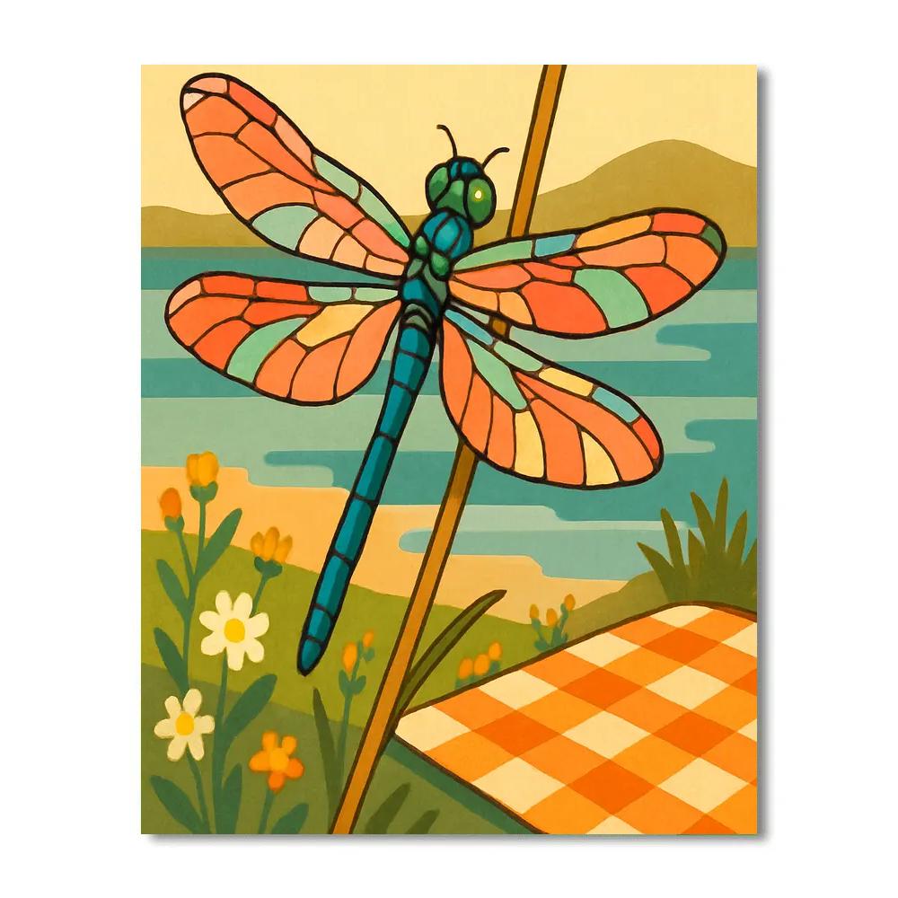 Reedbank Picnic With Dragonfly Light DIY paint by numbers