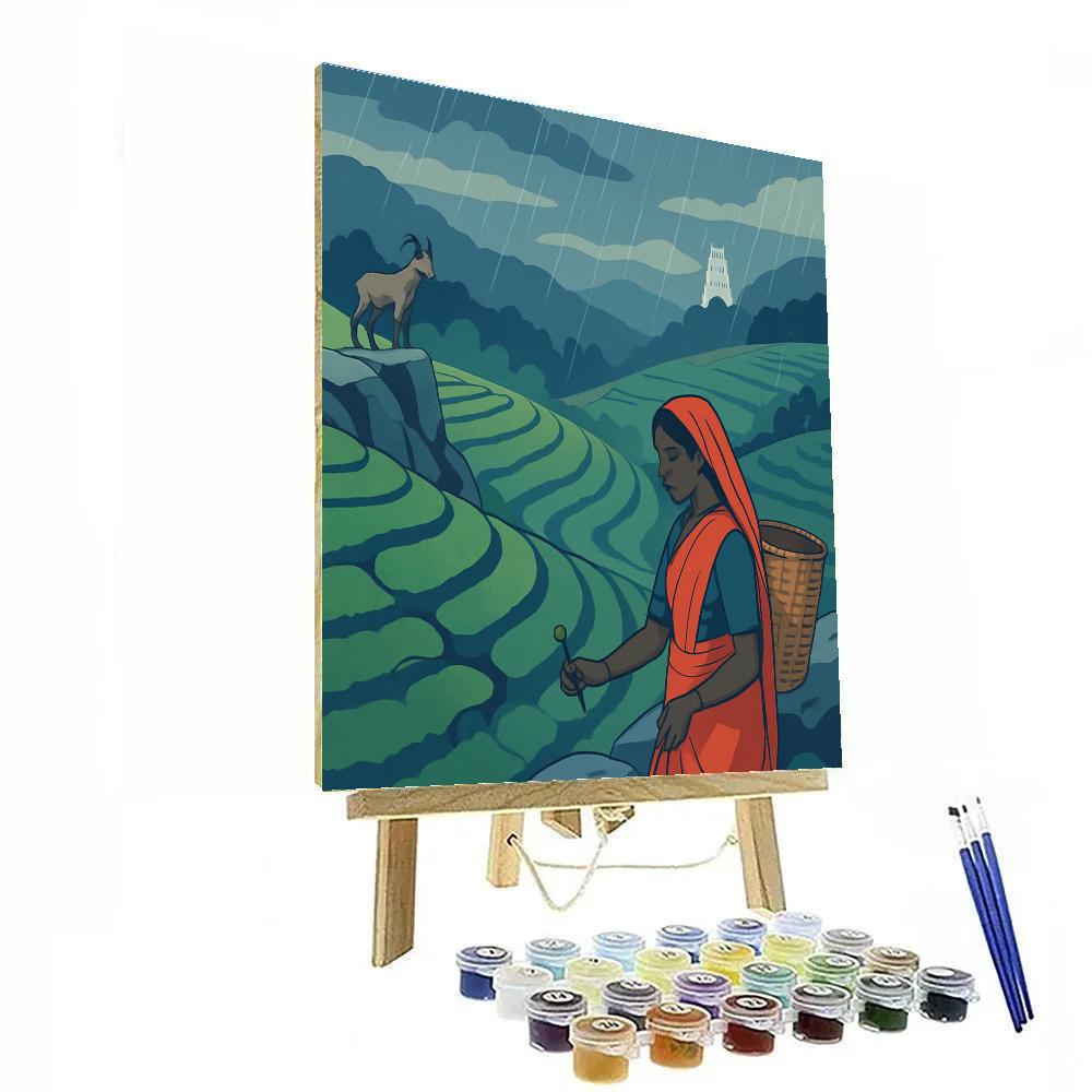 Indigo India Monsoon Tea Terraces DIY paint by numbers