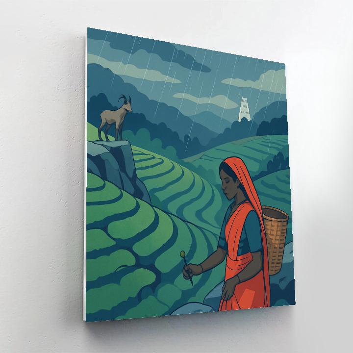 Indigo India Monsoon Tea Terraces DIY paint by numbers