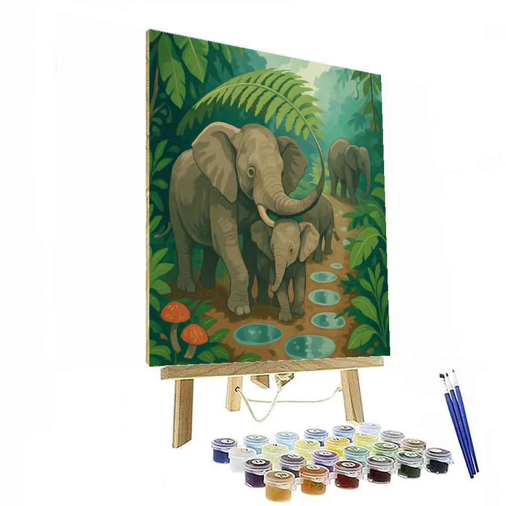 Rainforest Canopy With Elephant Footprints DIY paint by numbers