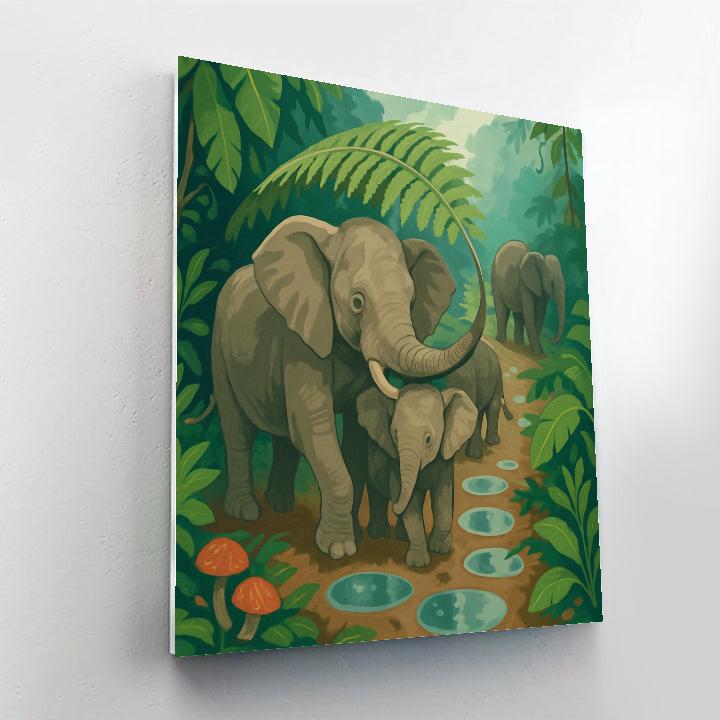 Rainforest Canopy With Elephant Footprints DIY paint by numbers