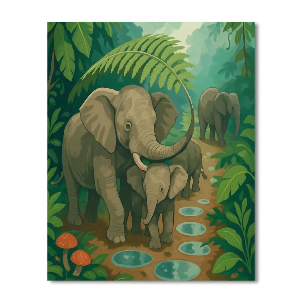 Rainforest Canopy With Elephant Footprints DIY paint by numbers
