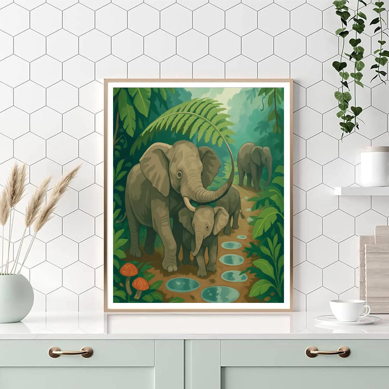 Rainforest Canopy With Elephant Footprints DIY paint by numbers