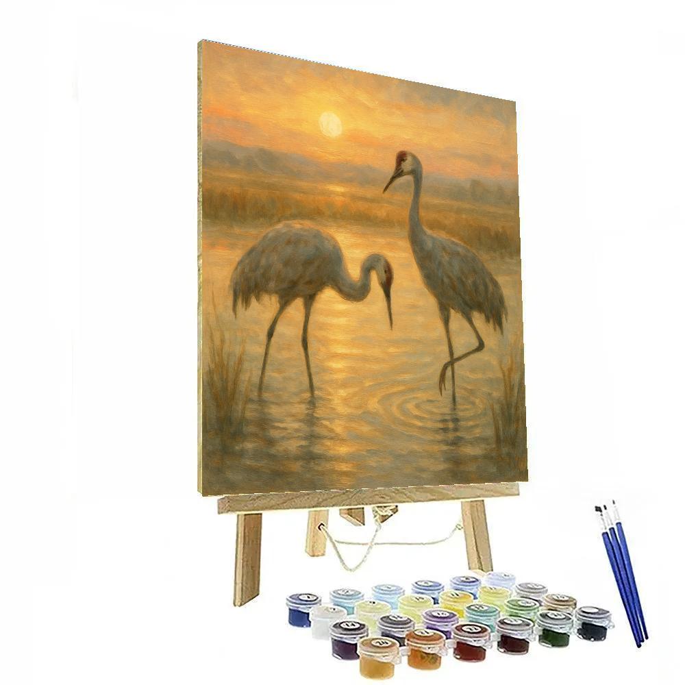 Sunrise Cranes On The Amber Flats Paint by numbers kits