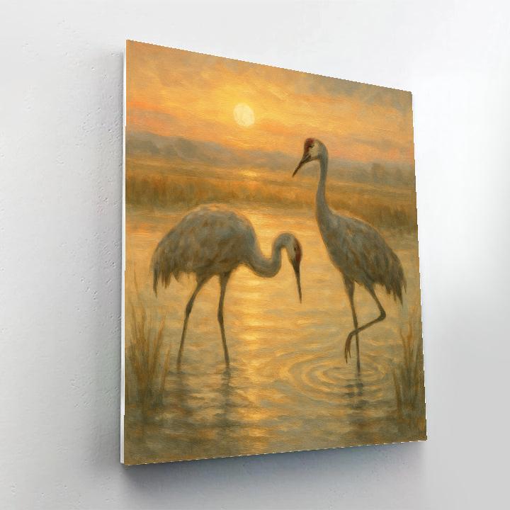 Sunrise Cranes On The Amber Flats Paint by numbers kits