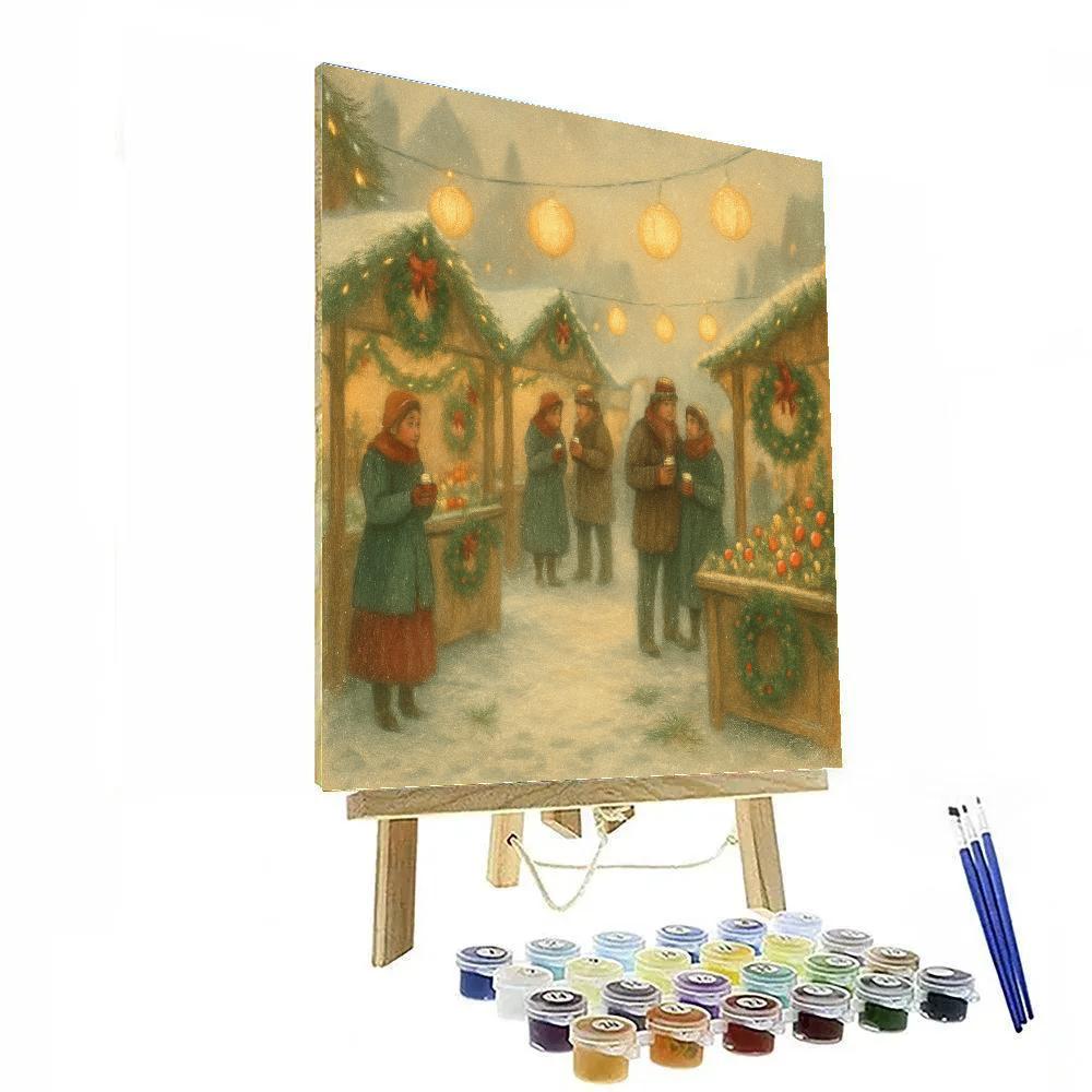 Holiday Market Under Paper Lantern Snow DIY paint by numbers