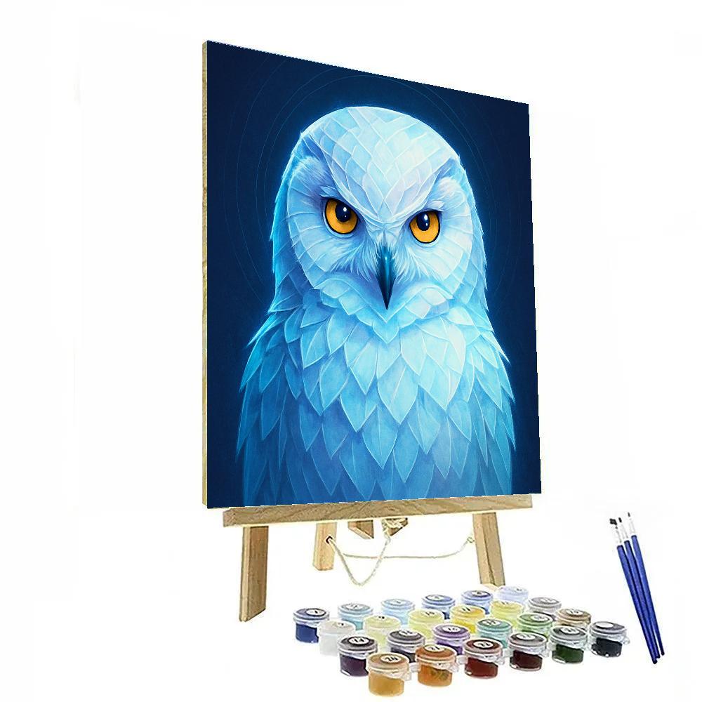 Glacier Pulse Snowy Owl Portrait Painting by numbers kit