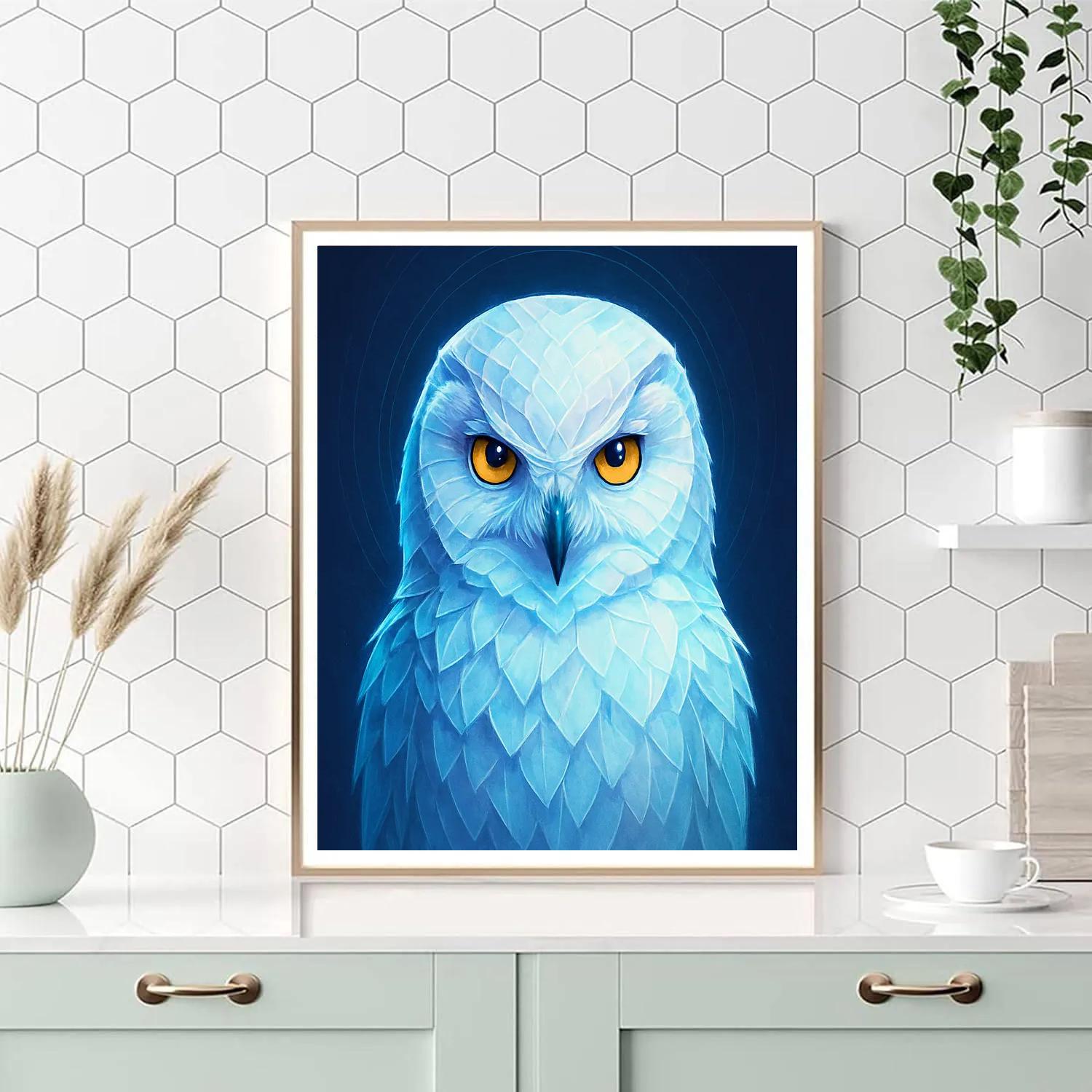Glacier Pulse Snowy Owl Portrait Painting by numbers kit