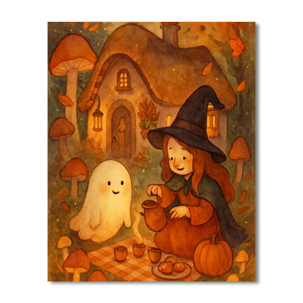 Mushroom Ring Picnic At The Witchs Cottage paint by color