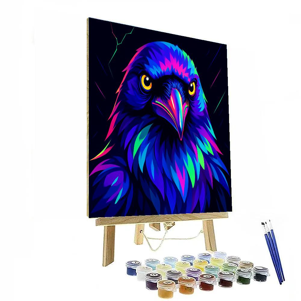 Chromatic Rift Raven Frontview Number painting