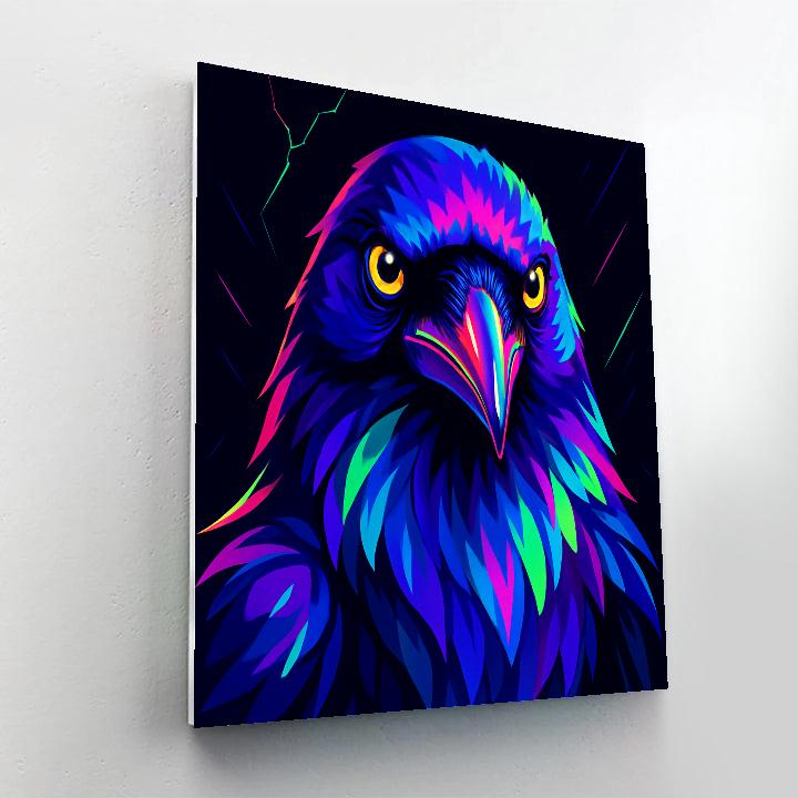 Chromatic Rift Raven Frontview Number painting