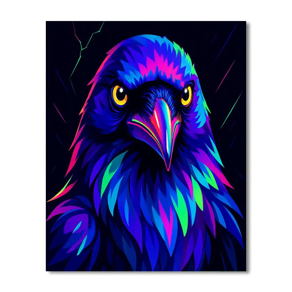 Chromatic Rift Raven Frontview Number painting