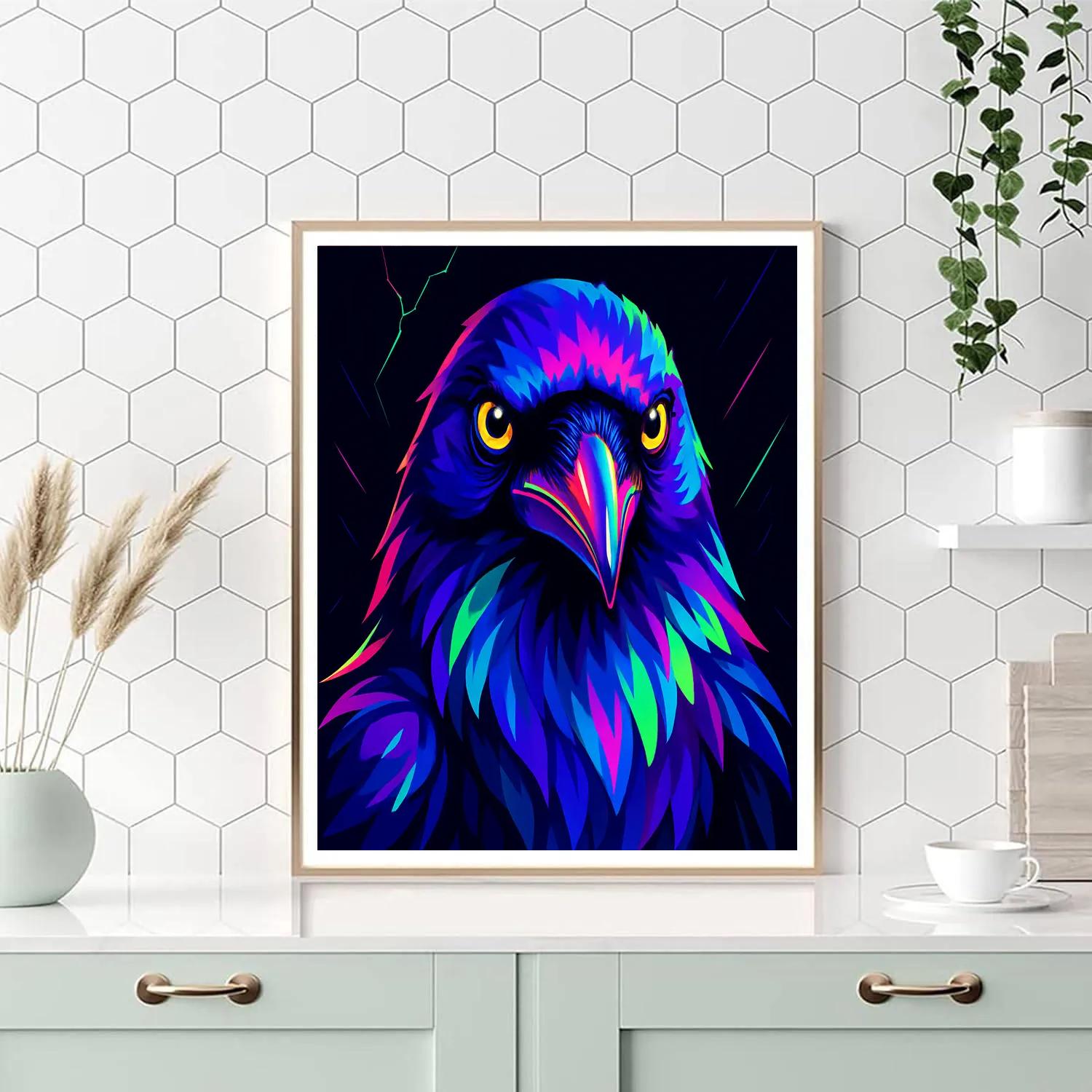 Chromatic Rift Raven Frontview Number painting