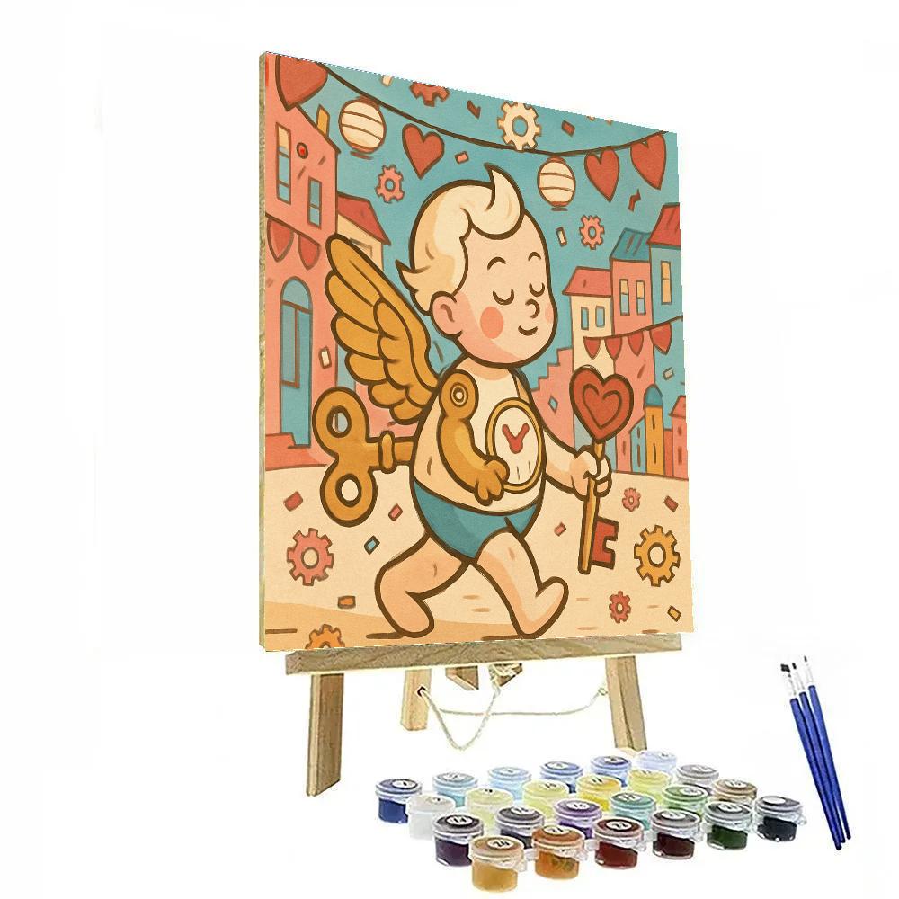 Valentines Day Clockwork Cupid Parade Paint by numbers art