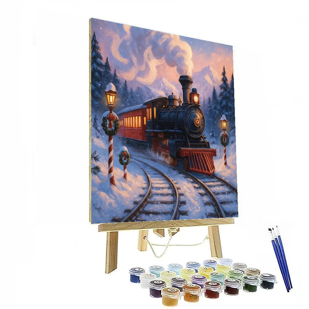 Winter Train Through Candy Cane Pass paint by color