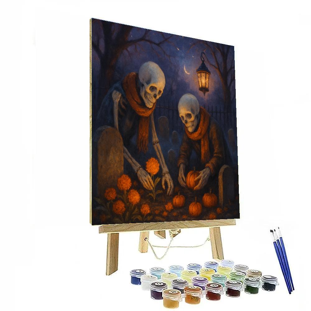 Starry Graveyard Garden Of Gentle Skeletons paint by numbers