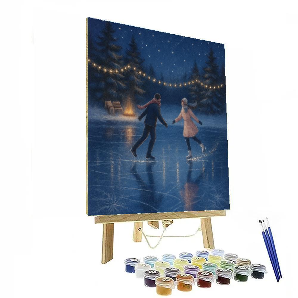 Ice Skaters On A Mirror Lake Of Stars Paint by numbers kits