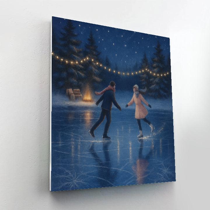 Ice Skaters On A Mirror Lake Of Stars Paint by numbers kits