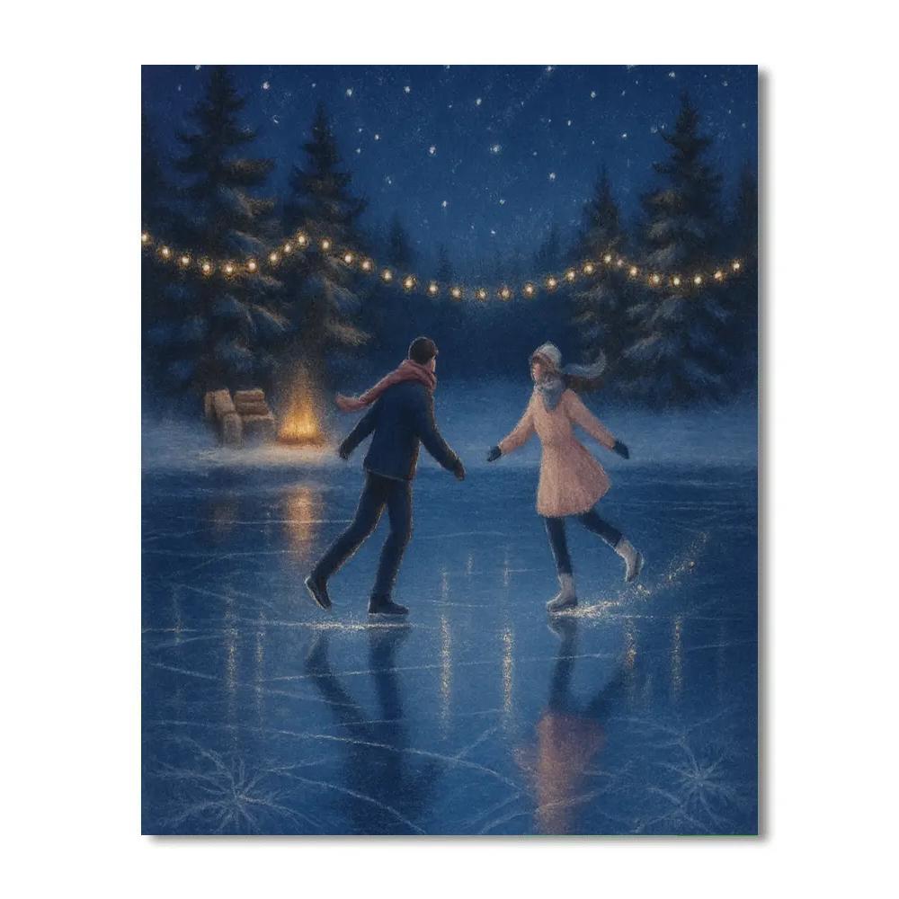 Ice Skaters On A Mirror Lake Of Stars Paint by numbers kits