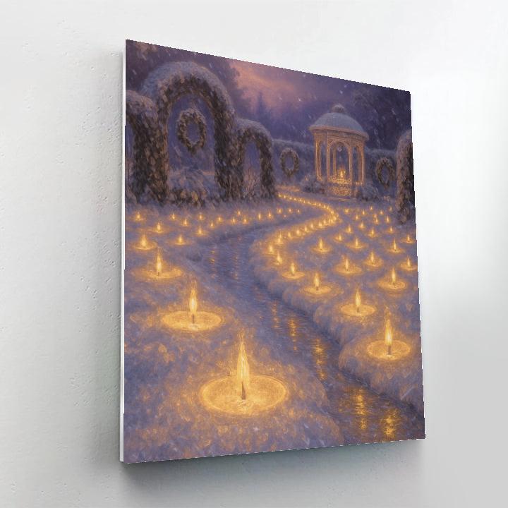 Festival Of Floating Candles In Snow Garden paint by number
