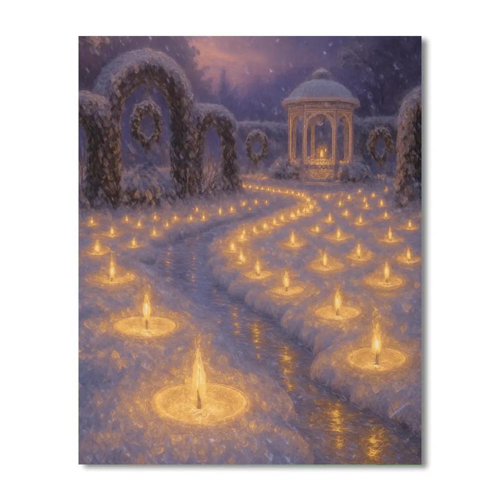 Festival Of Floating Candles In Snow Garden paint by number