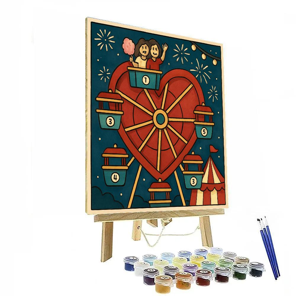 Carnival Ferris Wheel With Valentines Day Lights DIY paint by numbers