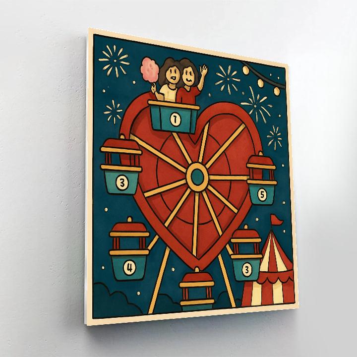 Carnival Ferris Wheel With Valentines Day Lights DIY paint by numbers