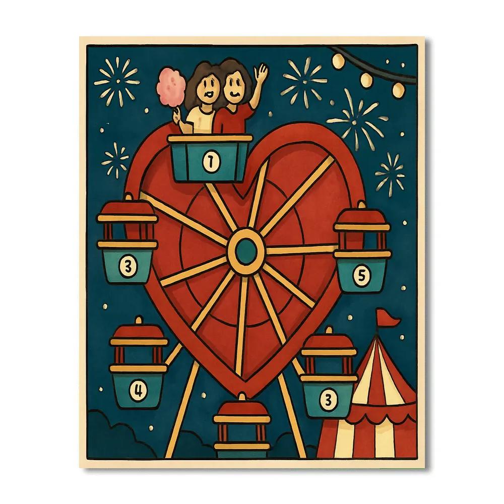 Carnival Ferris Wheel With Valentines Day Lights DIY paint by numbers