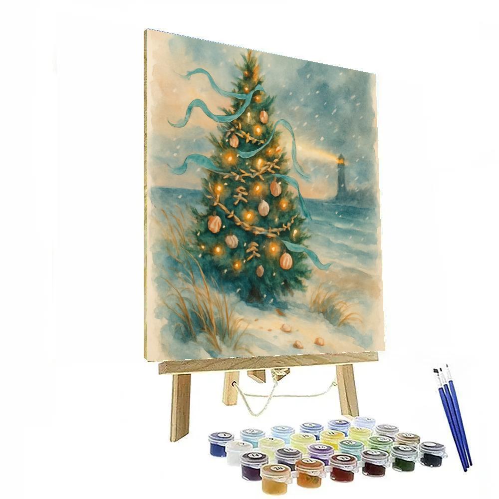 Seaside Christmas Tree On Windy Dune DIY paint by numbers