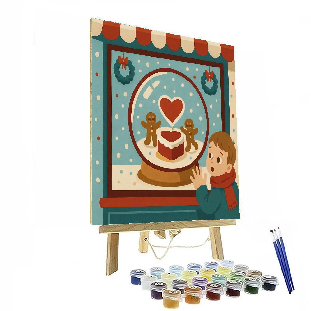 Valentines Day Snow Globe Bakery Window paint by number