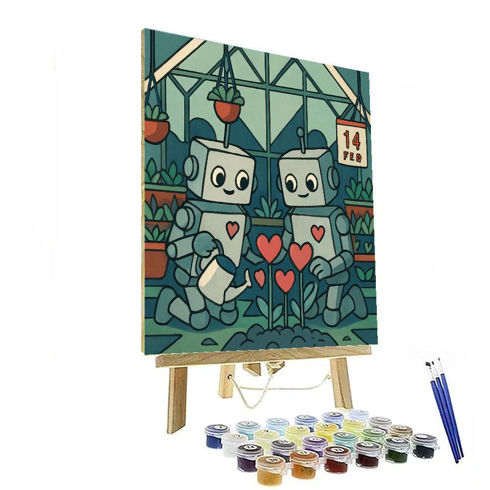 Robot Gardeners On Valentines Day Number painting