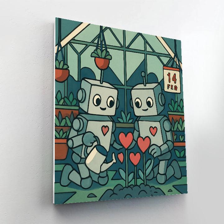 Robot Gardeners On Valentines Day Number painting