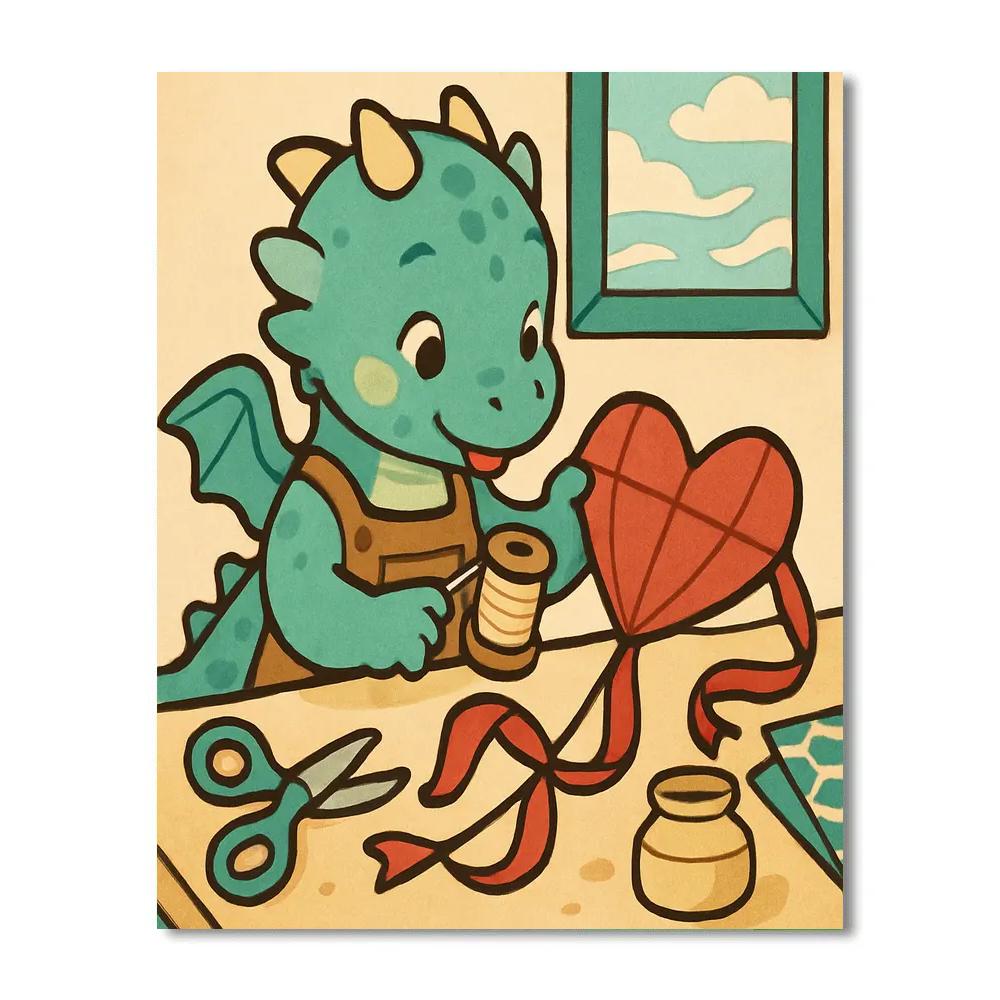 Valentines Day Dragon Kite Workshop paint by numbers