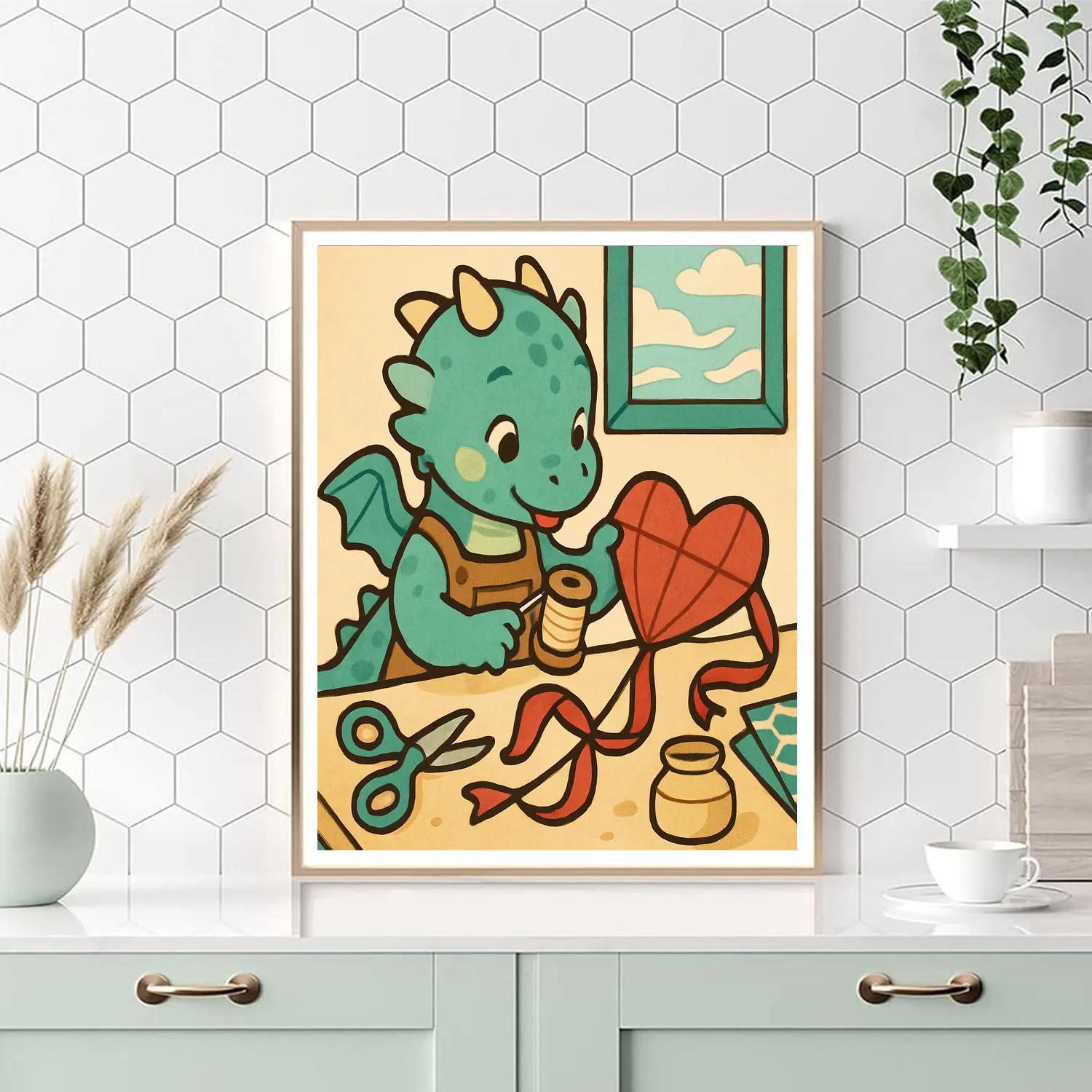 Valentines Day Dragon Kite Workshop paint by numbers