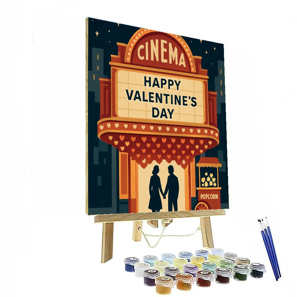 Cinema Marquee Valentines Day Night Painting by numbers kit