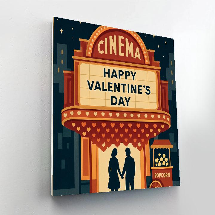 Cinema Marquee Valentines Day Night Painting by numbers kit