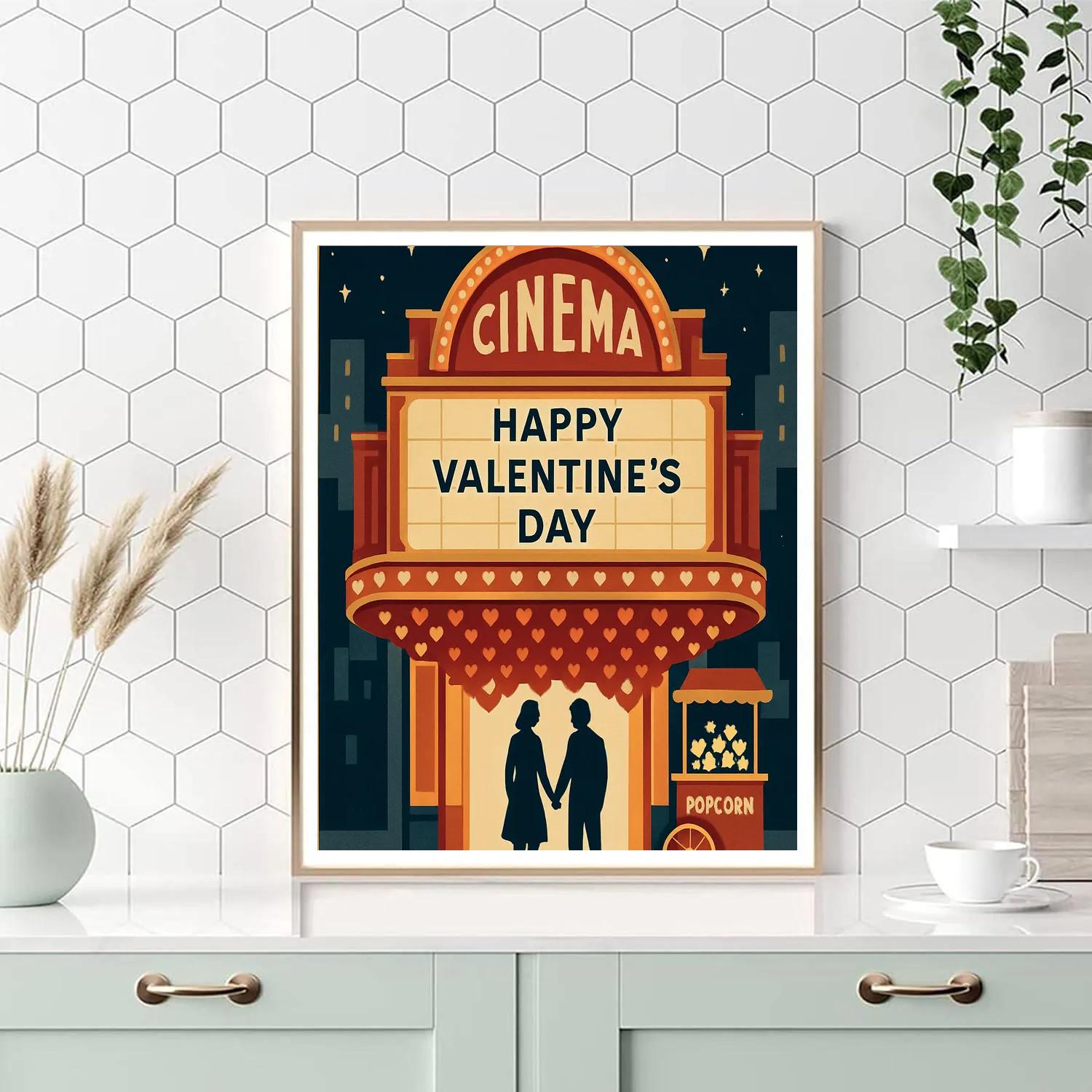 Cinema Marquee Valentines Day Night Painting by numbers kit