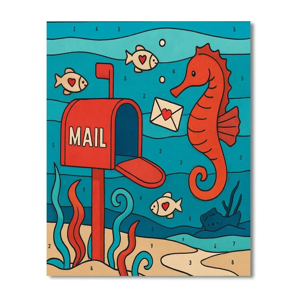 Valentines Day Underwater Mailbox Numbered painting kits